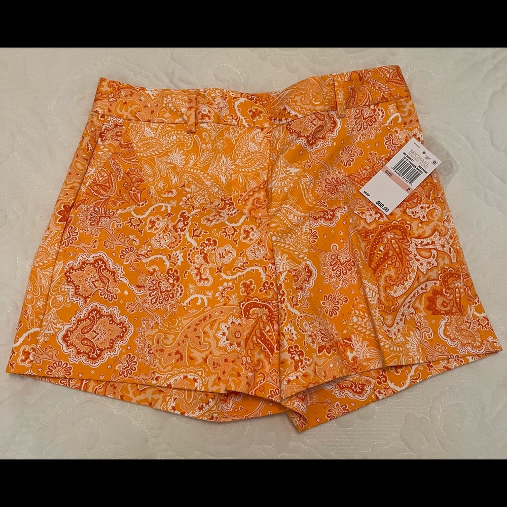 NWT Michael Kors cotton 🍊orange paisley shorts😊